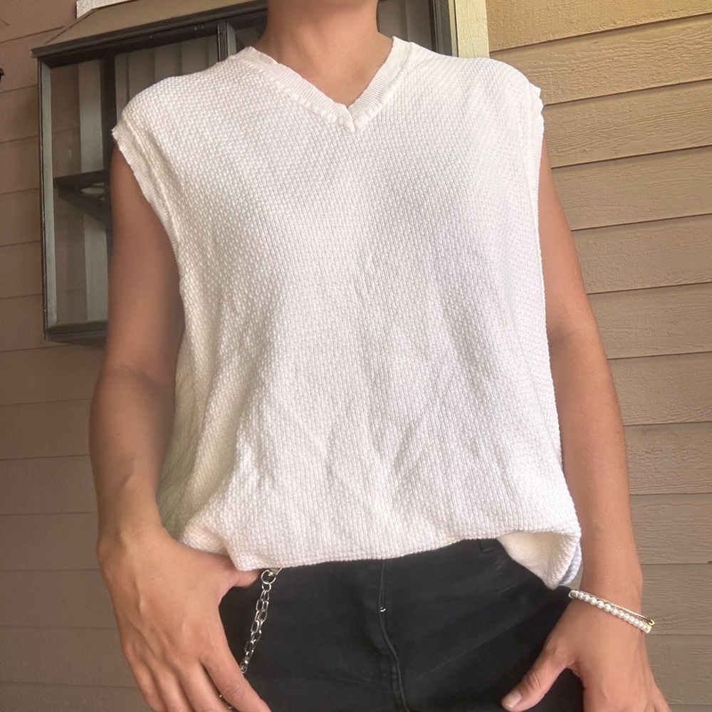 Tasso Elba cream/tan sweater vest